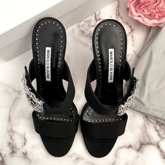 🆕 Authentic Manolo Blahnik Gable Mule Sandals in Black (SZ 38, US 8) - Picture 4 of 5